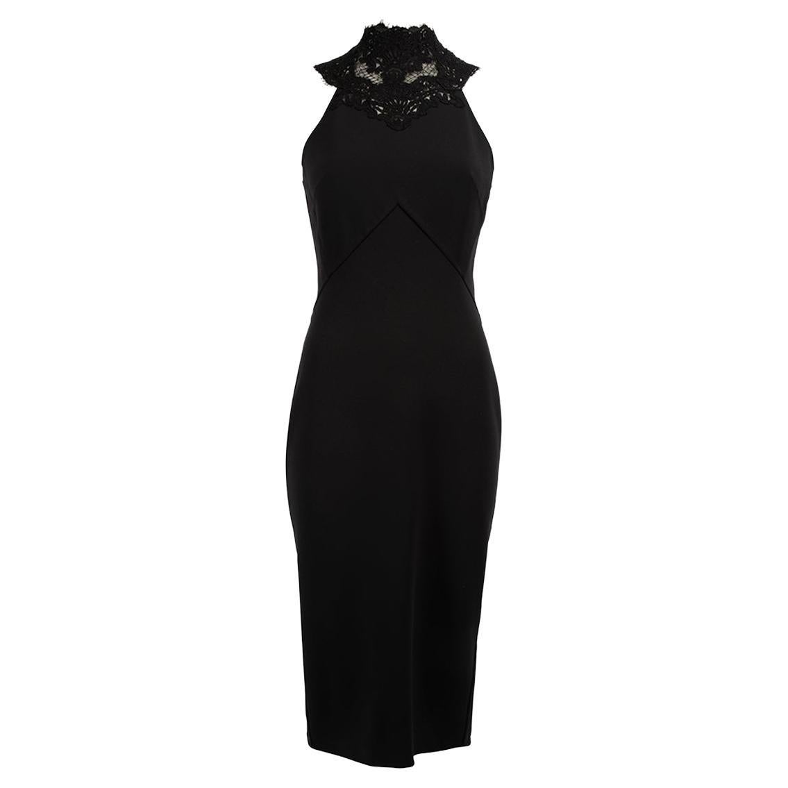 Ermanno Scervino Women's Black Lace Halterneck Midi Dress For Sale