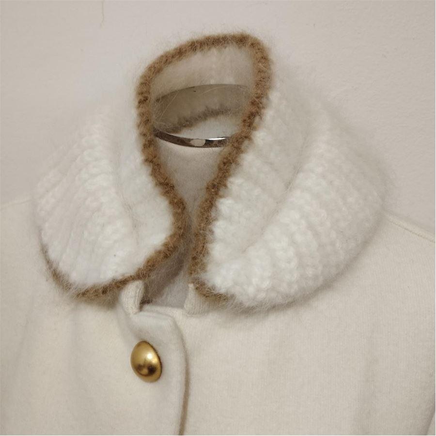 Beige Ermanno Scervino Wool coat size 42 For Sale