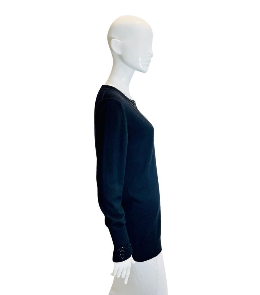 Ermanno Scervino Wool Jumper With Mesh Jewelled Neckline In Excellent Condition For Sale In London, GB