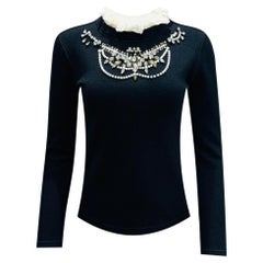 Ermanno Scervino Wool, Silk & Cashmere Crystal Neckline Jumper