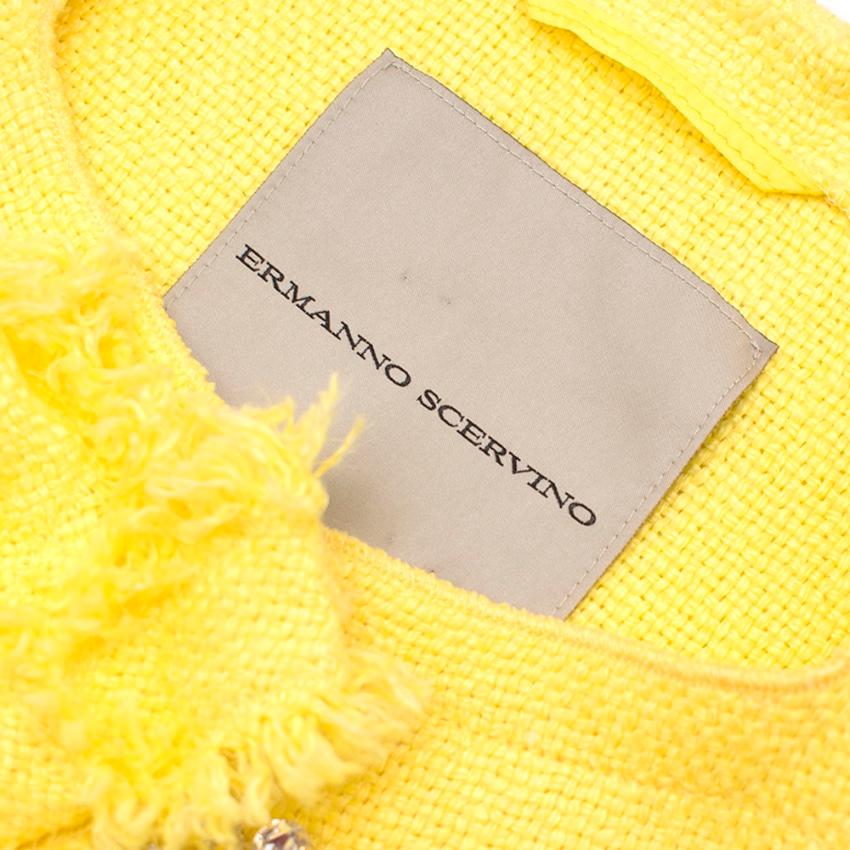 Ermanno Scervino Yellow Brooch Embellished Cropped Linen Jacket - Size US 4 For Sale 1