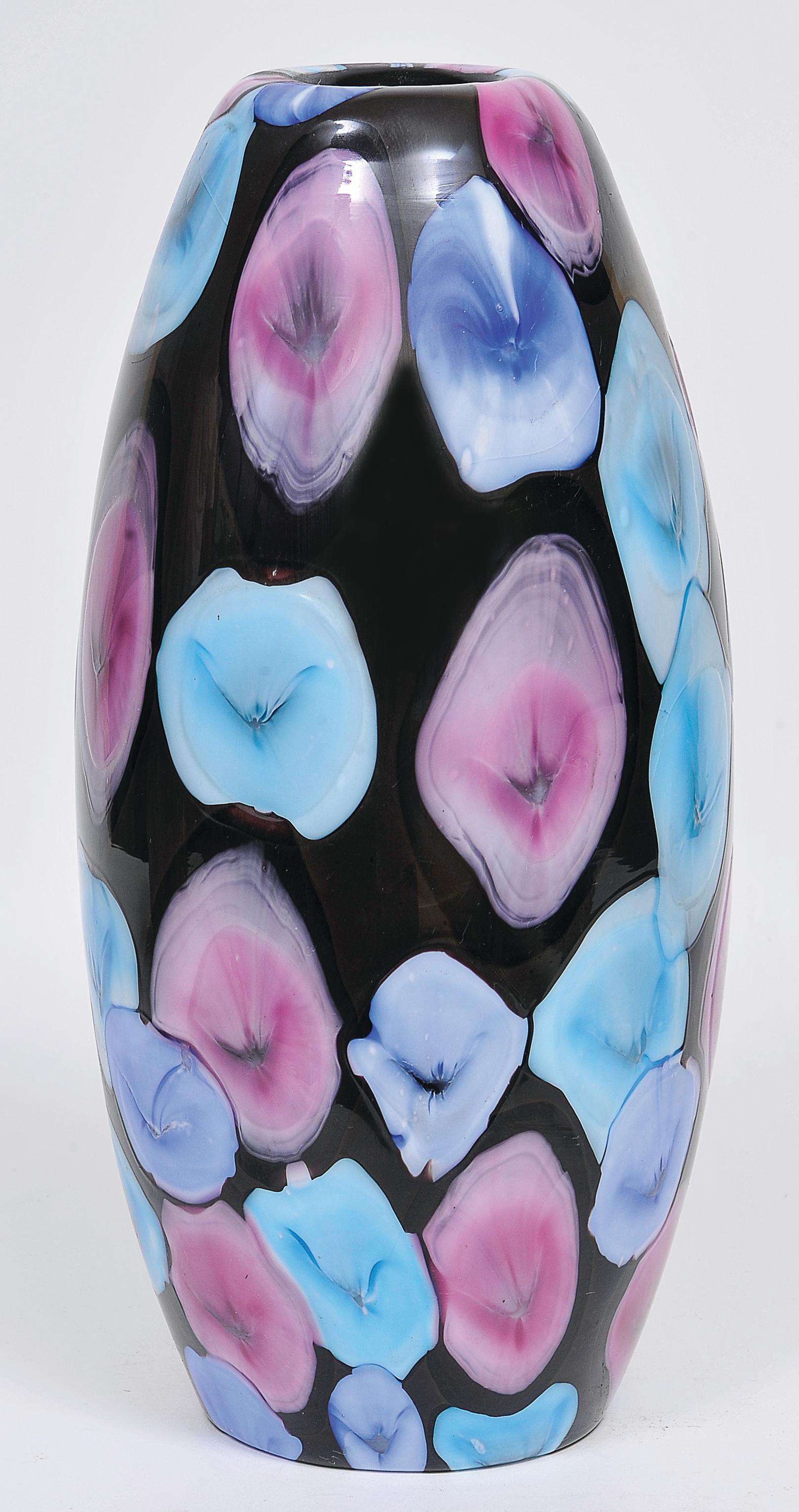 International Style Ermanno Toso, Murano Glass, Black and Multicolor, 1952, Nerox Cerchi Concatenati For Sale