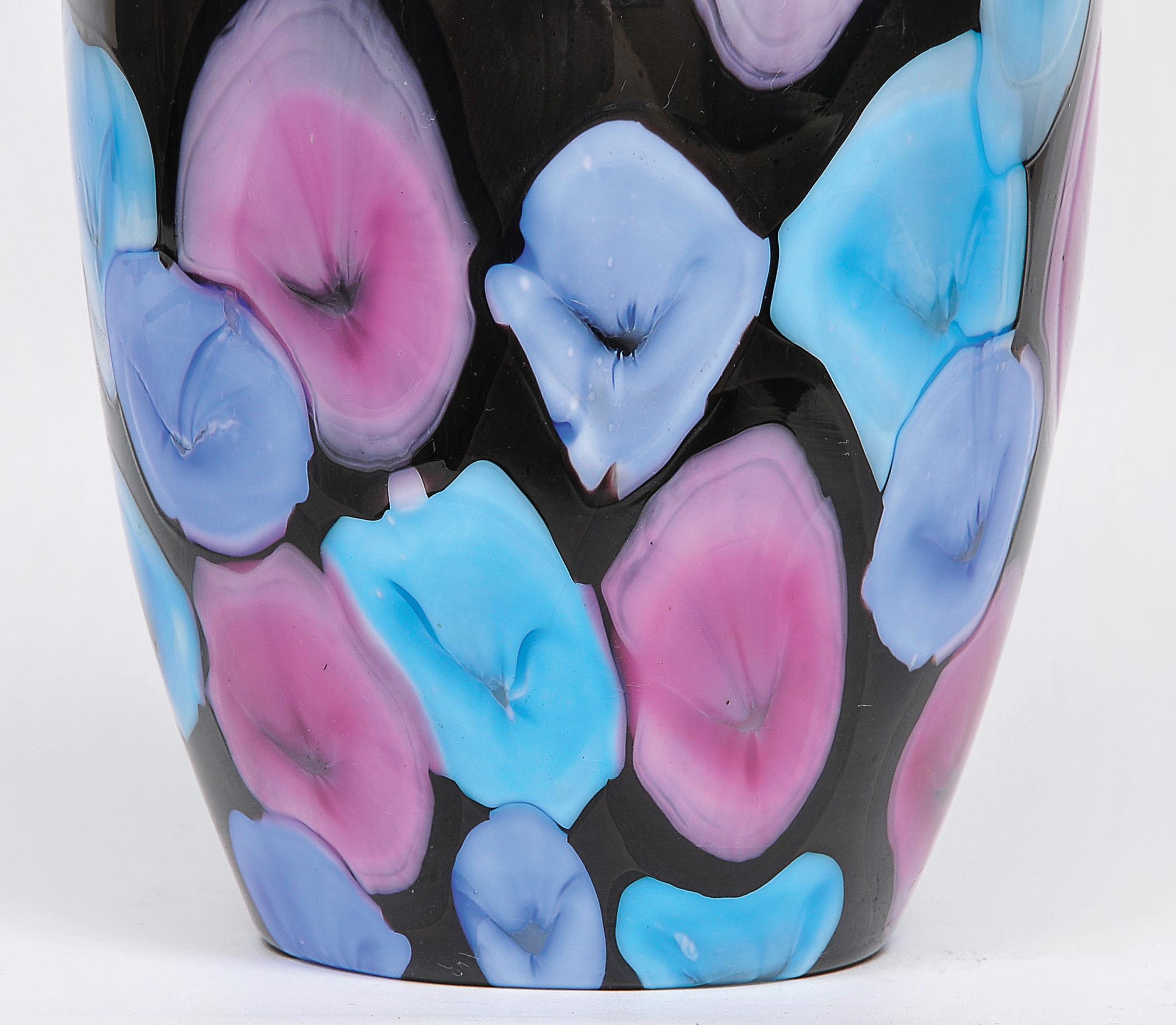 Appliqué Ermanno Toso, Murano Glass, Black and Multicolor, 1952, Nerox Cerchi Concatenati For Sale