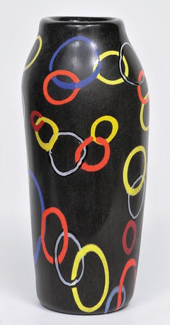 Ermanno Toso, Murano Glass, Black and Multicolor, 1953, Nerox Cerchi Concatenati