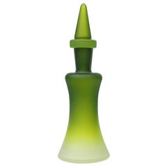 Ermanno Toso Murano Satin Green to White Italian Art Glass Bottle Decanter
