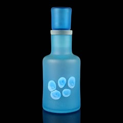 Ermanno Toso Murano Satin Surface Blue Canes Pentoni Italian Art Glass Decanter