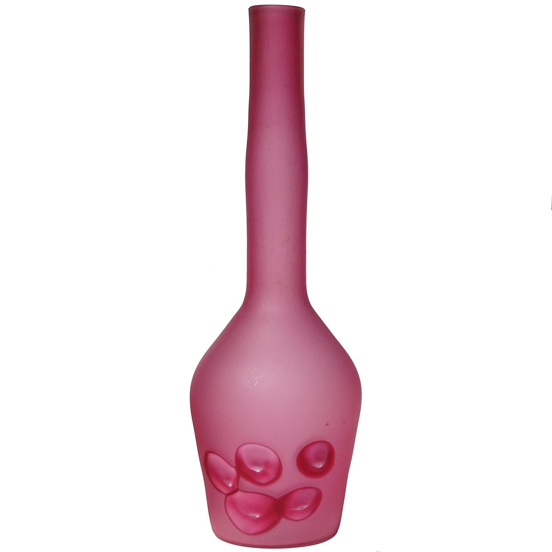 Ermanno Toso Murano, verre d'art italien Pentoni, surface en satin rose en vente