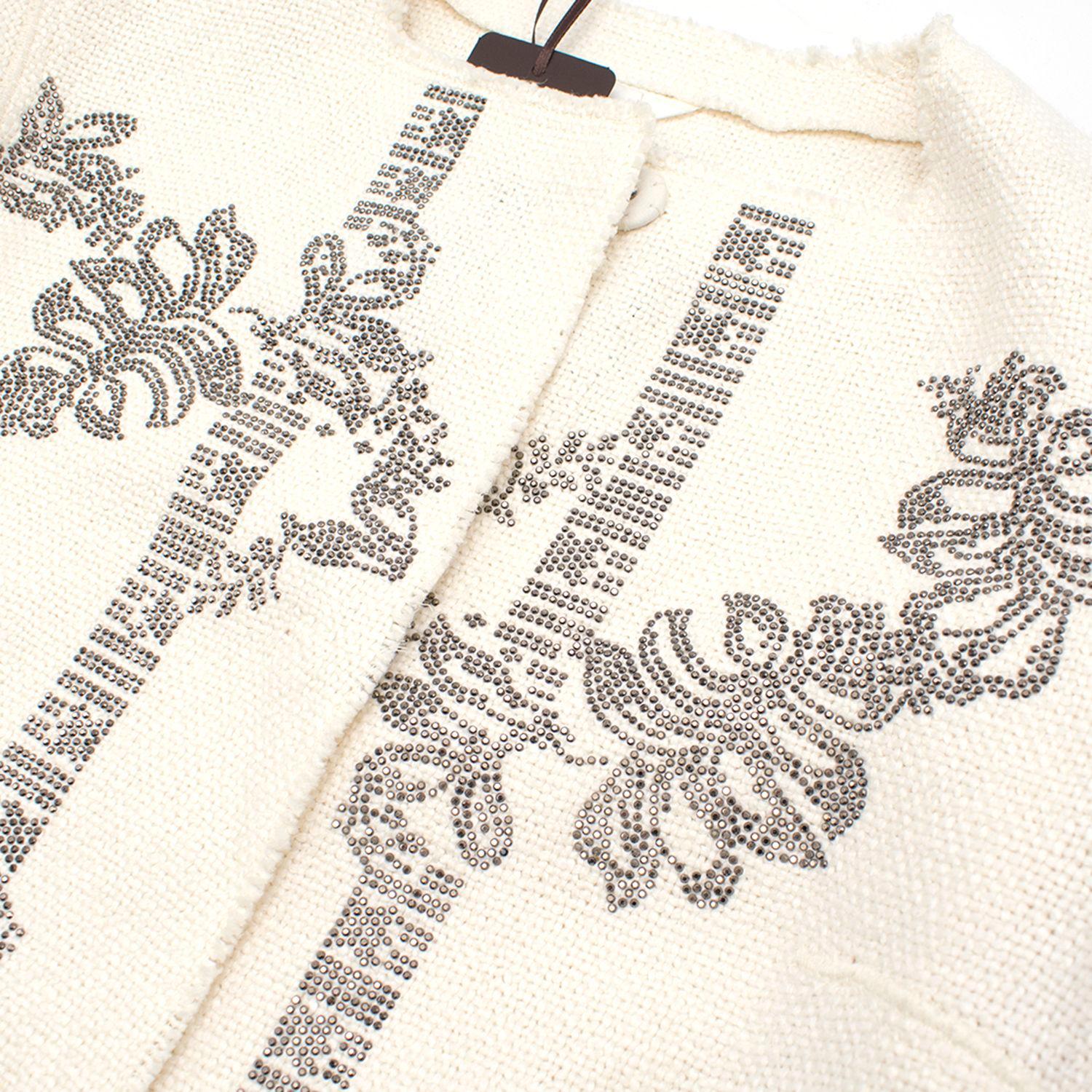 Ermano Scervino Linen Jacket With Crystal embelishements - Size US 2 For Sale 4