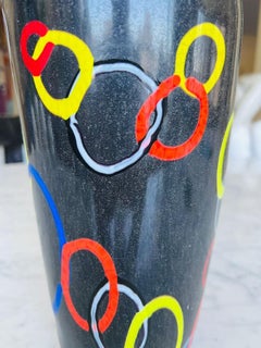 Ermano Toso Murano glass multicolor 1952 'Nerox a cerchi concatenati" vase