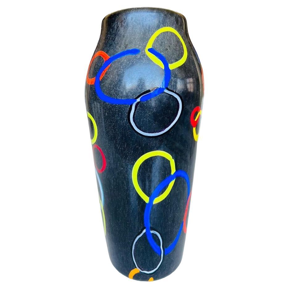 Vaso "Nerox a cerchi concatenati" di Ermano Toso in vetro di Murano multicolore 1952 in vendita
