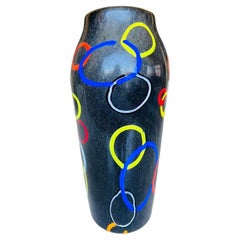 Ermano Toso Murano glass multicolor 1952 'Nerox a cerchi concatenati" vase