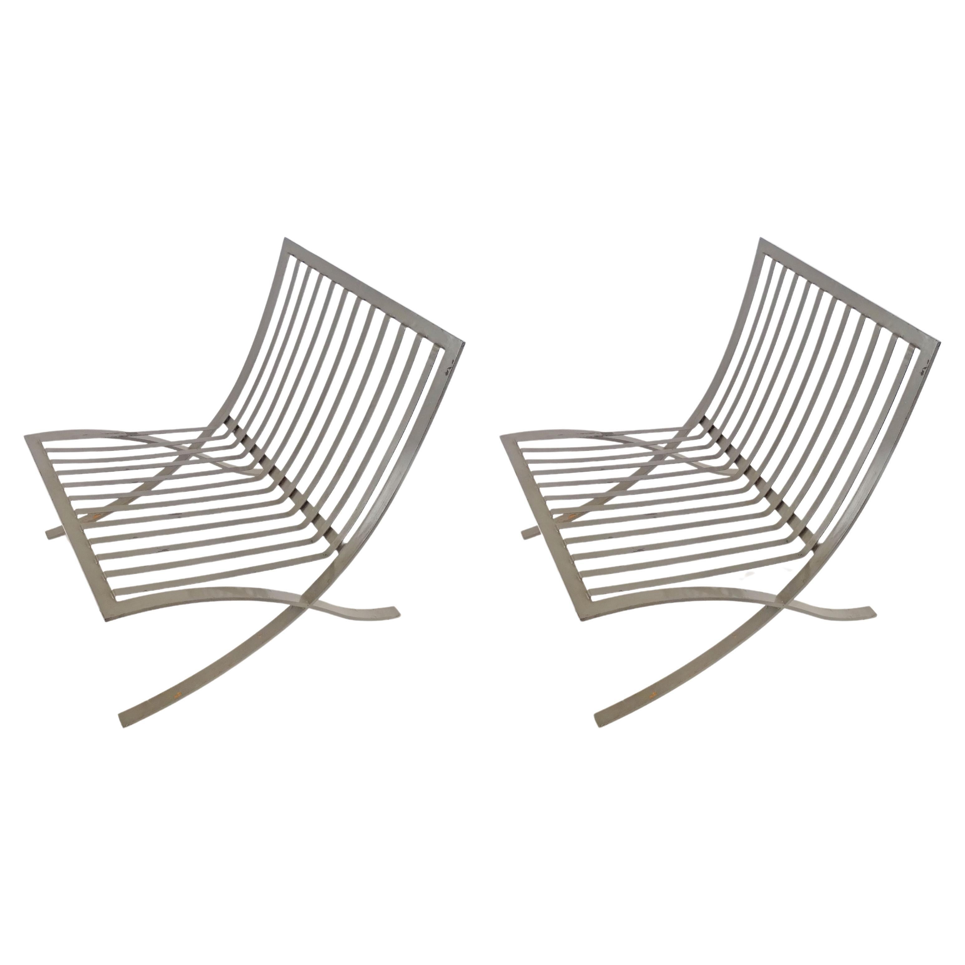 Ermenegildo & Eugenio Soncini set of outdoor / Indoor metal chairs, Italy 1950s For Sale