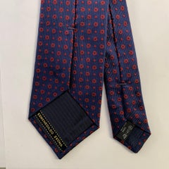 ERMENEGILDO ZEGN Navy Burgundy Foulard Silk Tie