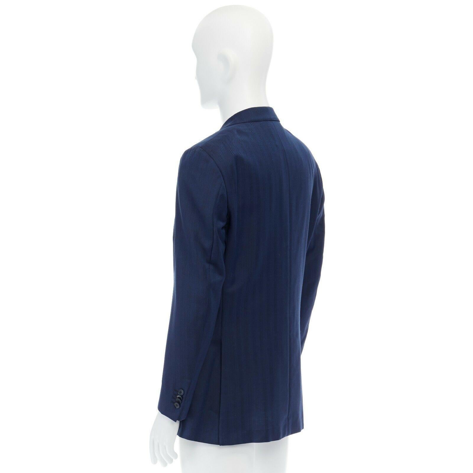 ERMENEGILDO ZEGNA 10 pocket jacket blue wool silk travel blazer jacket 50R L In Excellent Condition In Hong Kong, NT