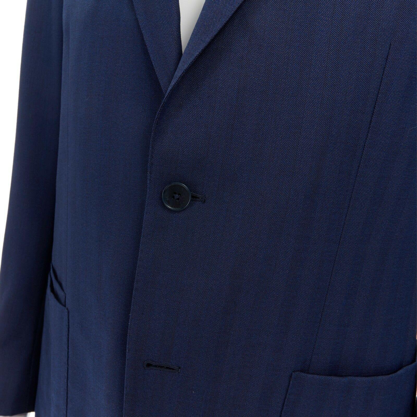 Men's ERMENEGILDO ZEGNA 10 pocket jacket blue wool silk travel blazer jacket 50R L