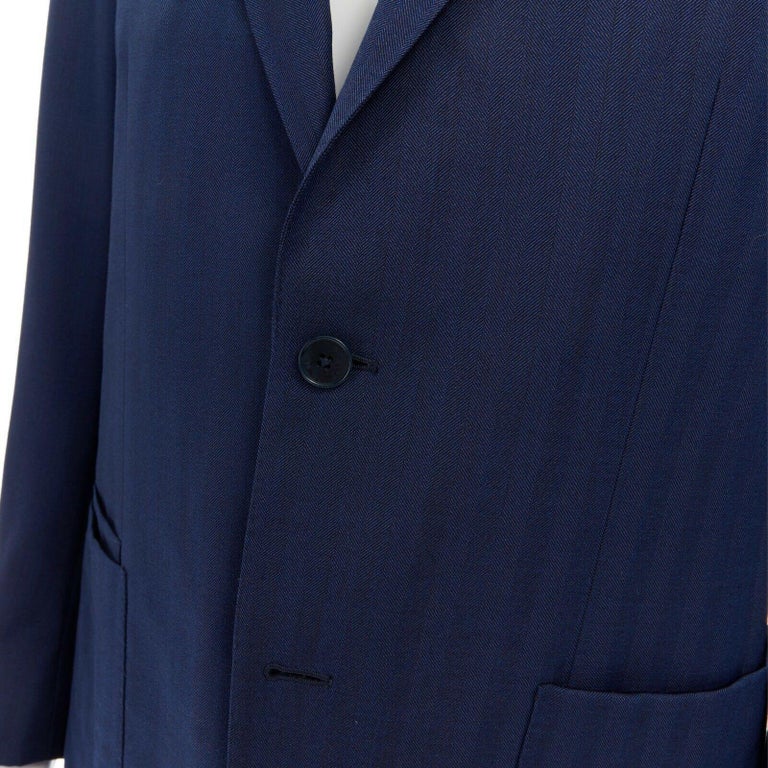 ERMENEGILDO ZEGNA 10 pocket jacket blue wool silk travel blazer jacket ...