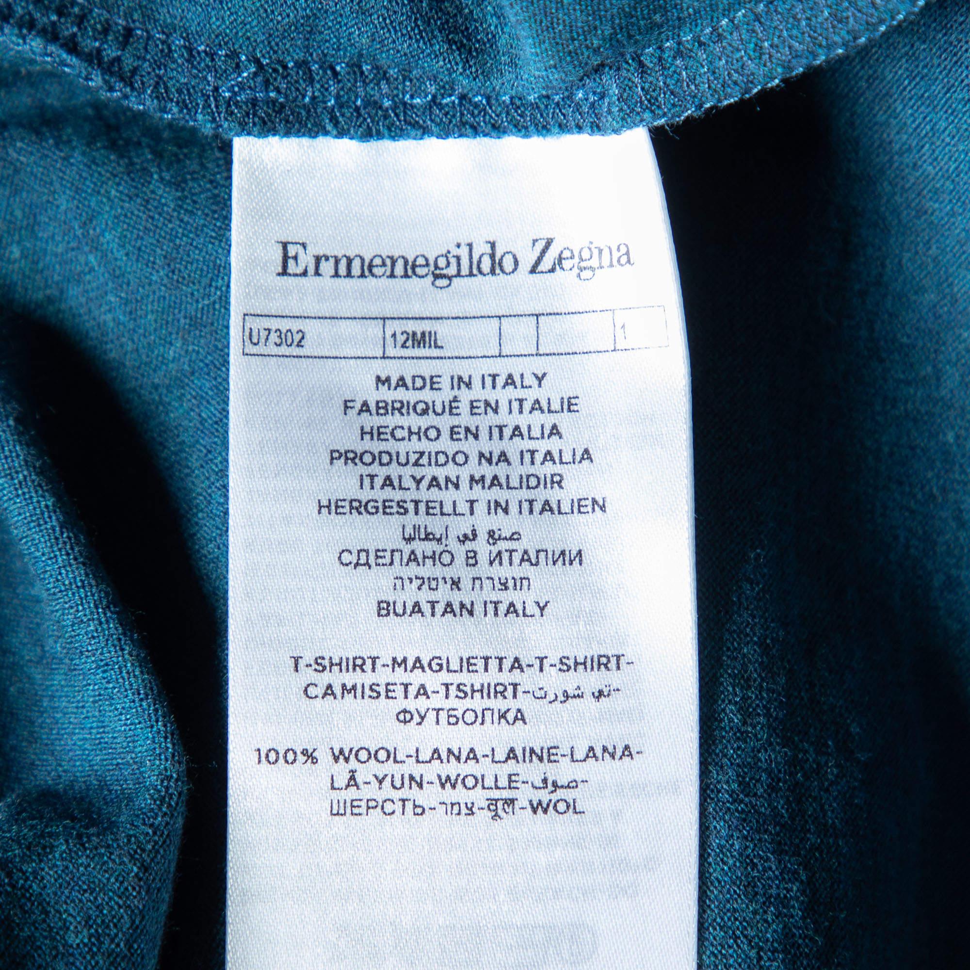 Men's Ermenegildo Zegna 12MILMIL12 Dark Blue Wool Crewneck T-Shirt S
