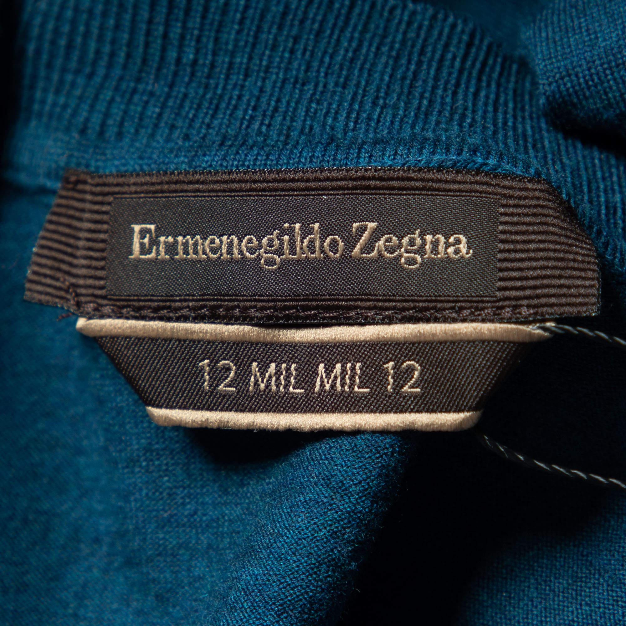 Ermenegildo Zegna 12MILMIL12 Dark Blue Wool Crewneck T-Shirt S 1