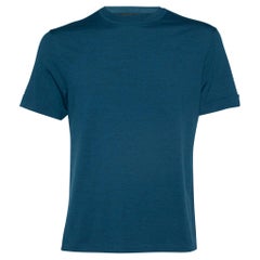 Ermenegildo Zegna 12MILMIL12 Dunkelblaues T-Shirt aus Wolle mit Crewneck S