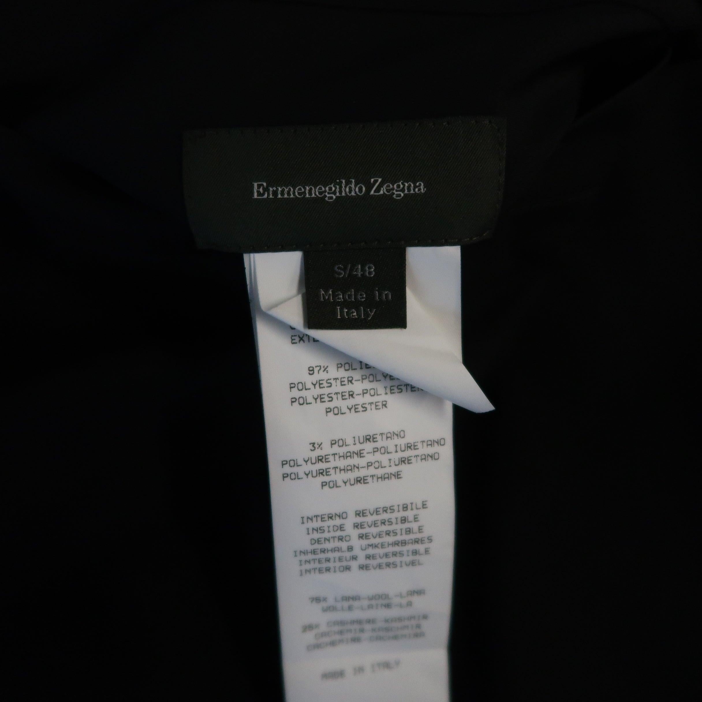 ERMENEGILDO ZEGNA 38 Black Solid Wool / Cashmere Reversible Car Coat For Sale 6