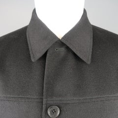 ERMENEGILDO ZEGNA 38 Black Solid Wool / Cashmere Reversible Car Coat