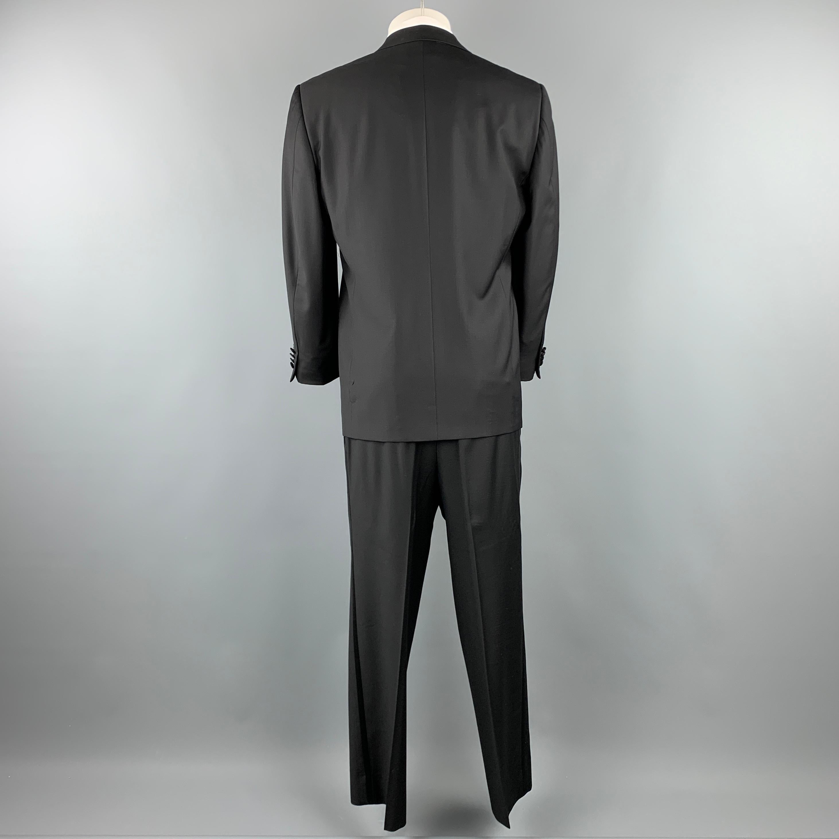 ERMENEGILDO ZEGNA 38 Short Black Wool Peak Lapel Tuxedo In Excellent Condition In San Francisco, CA