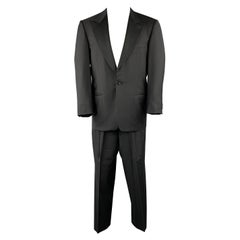 Used ERMENEGILDO ZEGNA 38 Short Black Wool Peak Lapel Tuxedo