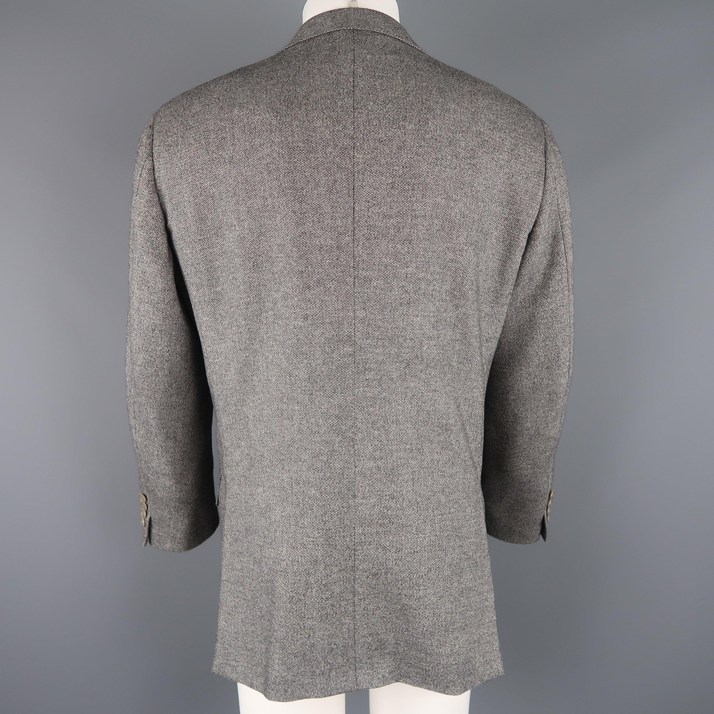 Men's ERMENEGILDO ZEGNA 44 Grey Heather Wool Cashmere Notch Lapel Sport Coat For Sale