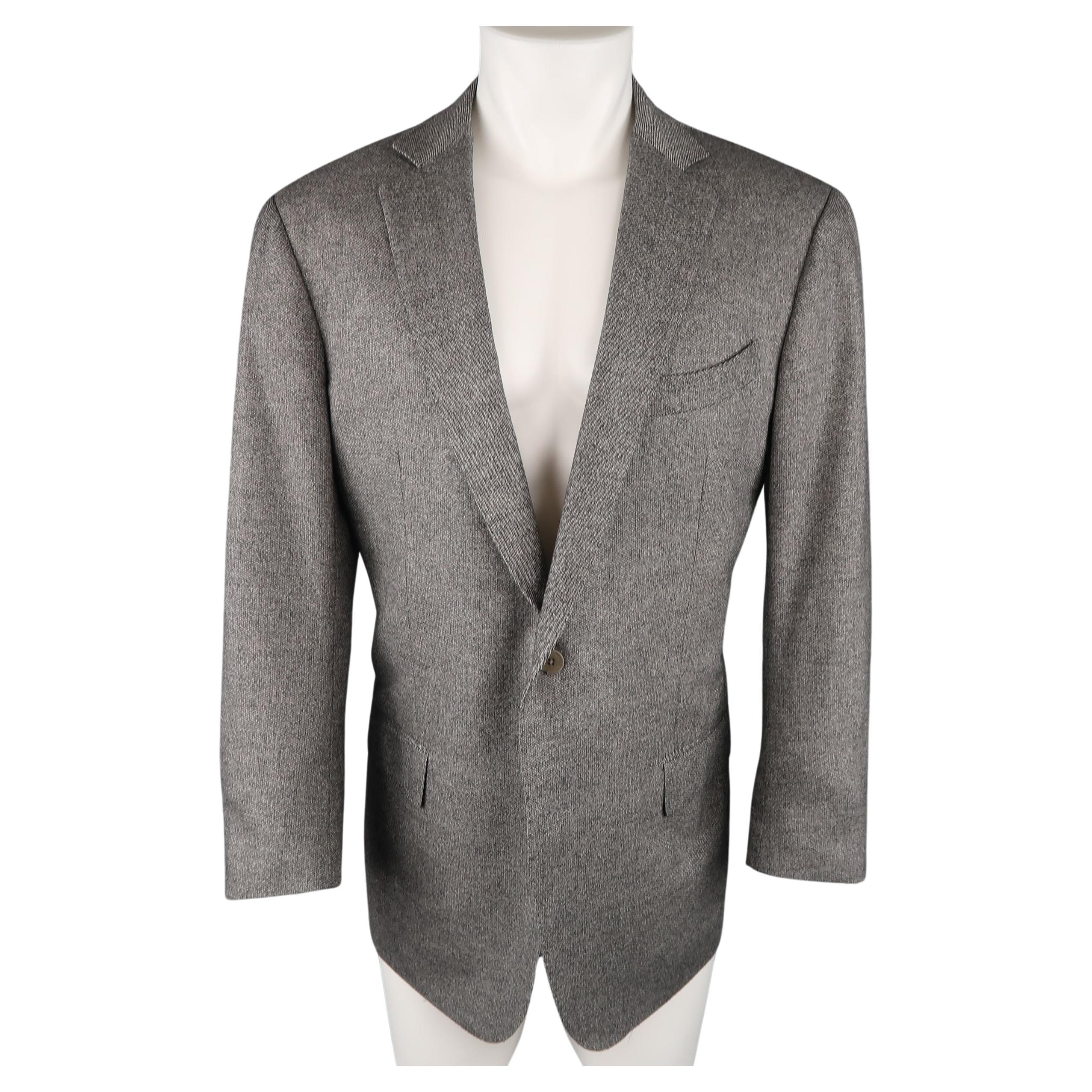 ERMENEGILDO ZEGNA 44 Grey Heather Wool Cashmere Notch Lapel Sport Coat For Sale