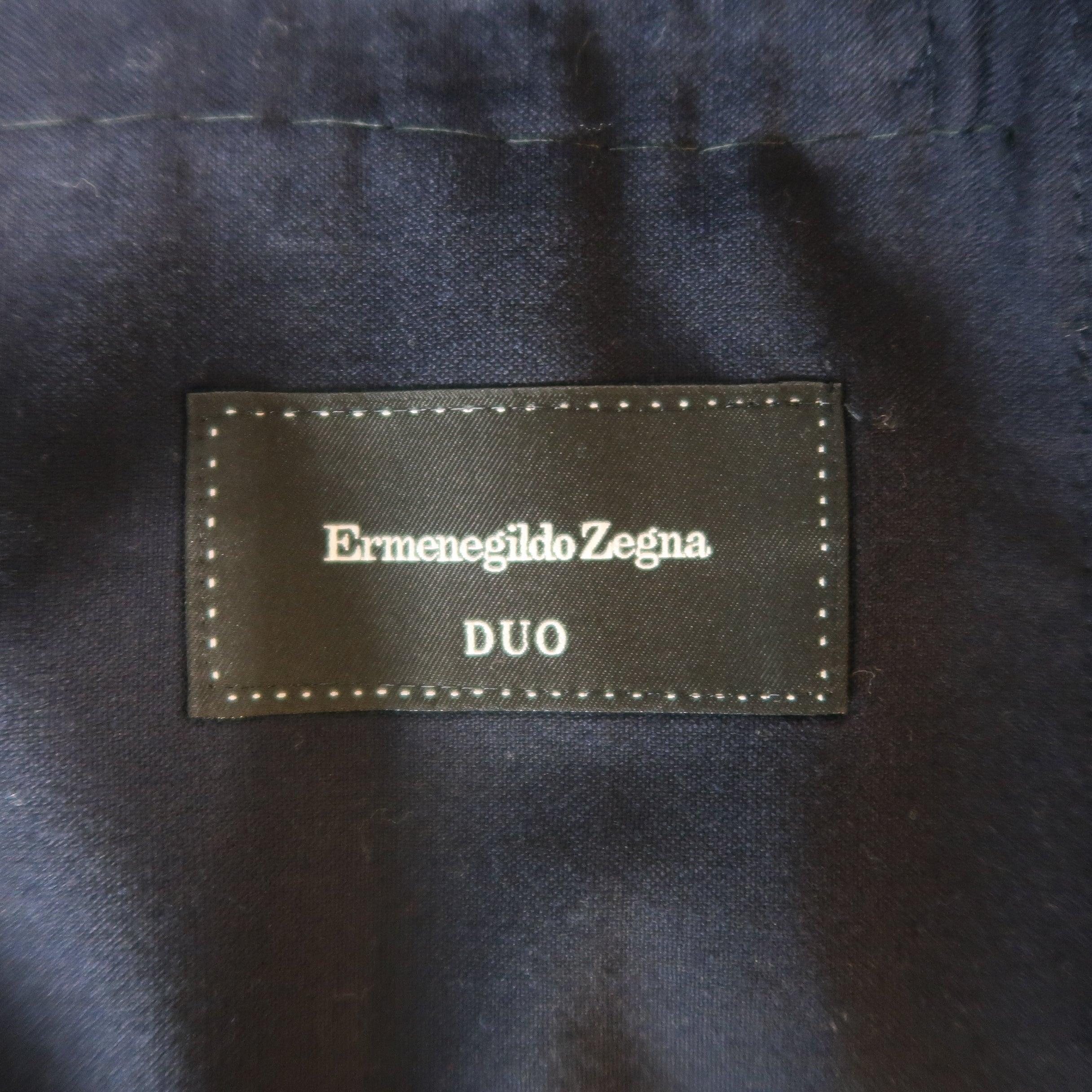 ERMENEGILDO ZEGNA 44 Regular Navy Solid Wool Notch Lapel Sport Coat 1