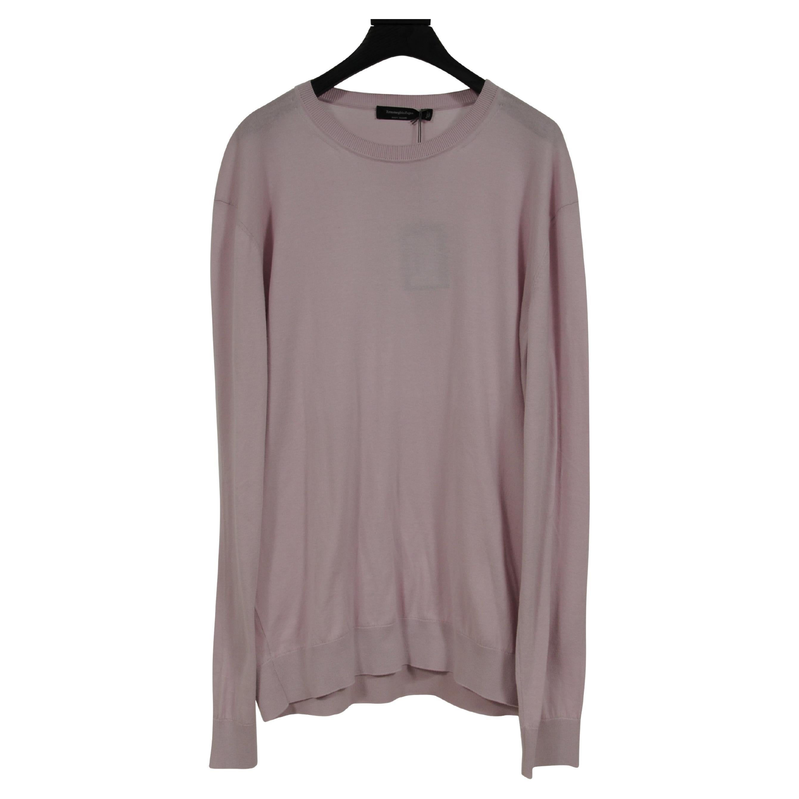 Ermenegildo Zegna Baby Island Crewneck Sweater Sz XL IT 52 Pink Cotton Cashmere