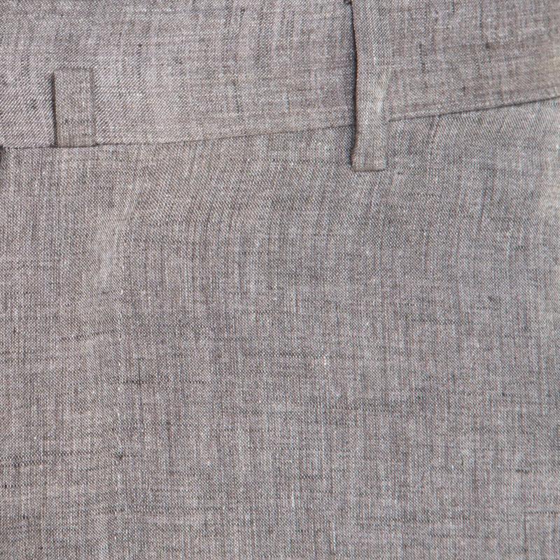 Ermenegildo Zegna Beige Linen Silk Slim Fit Trousers S 2