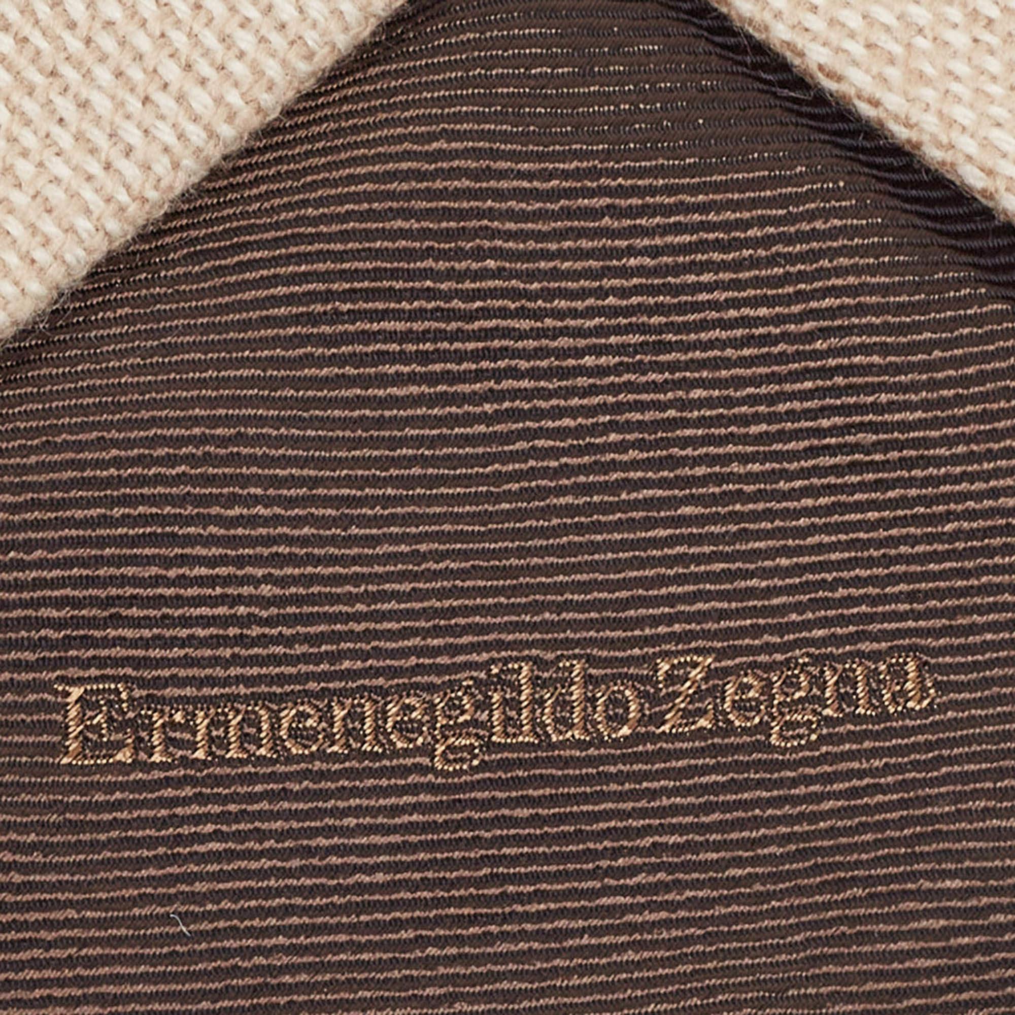 Beige Ermenegildo Zegna - Cravate en cachemire beige à motifs en vente