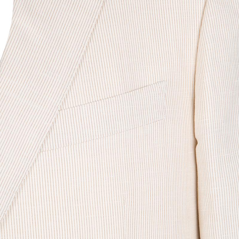 Ermenegildo Zegna Beige Pinstriped Linen Blend Regular Fit Blazer L In Good Condition In Dubai, Al Qouz 2