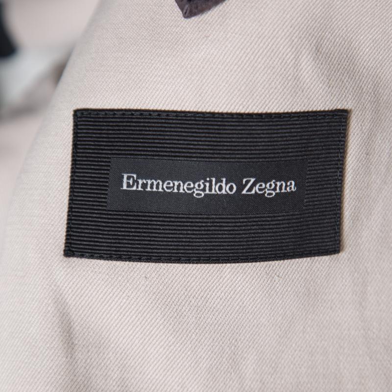 Ermenegildo Zegna Beige Silk and Linen Tailored Blazer M In Excellent Condition In Dubai, Al Qouz 2