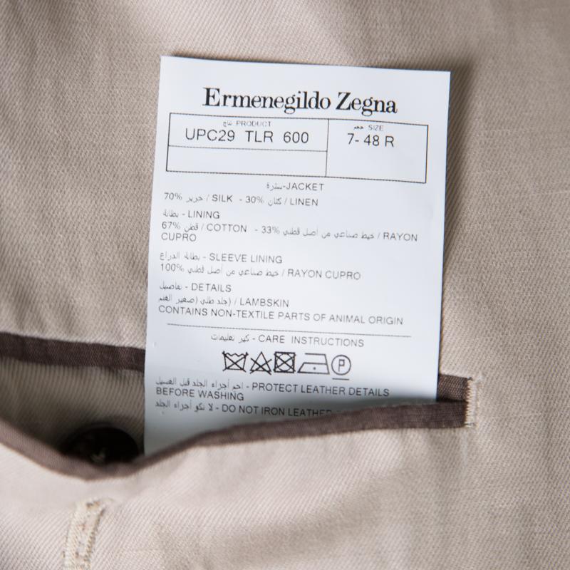 Men's Ermenegildo Zegna Beige Silk and Linen Tailored Blazer M