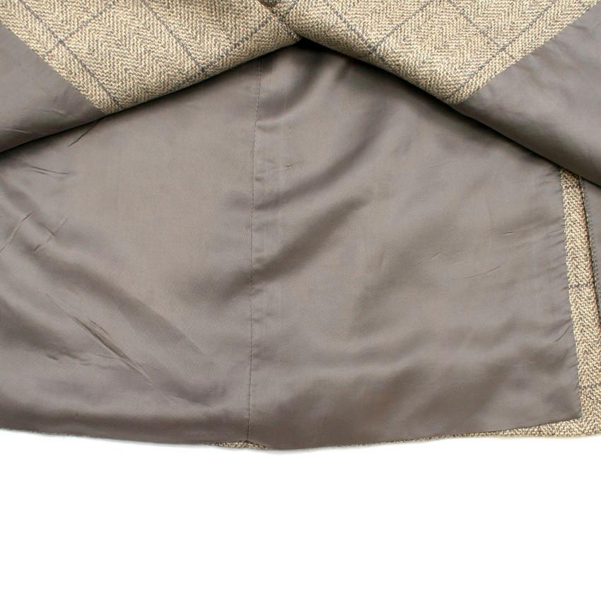 Ermenegildo Zegna Beige Silk & Cashmere-blend Check Blazer Size 54 For Sale 2