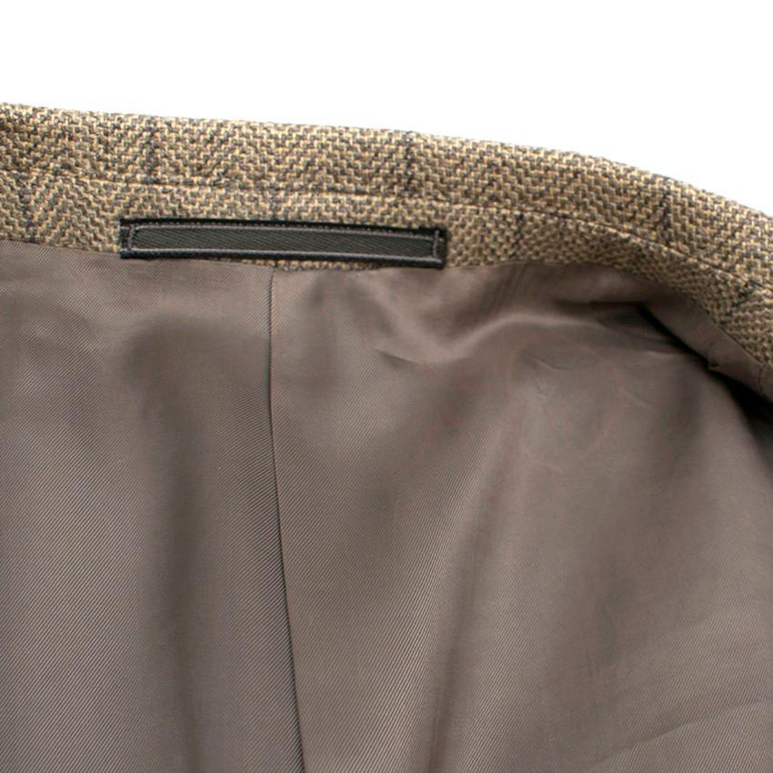 Men's Ermenegildo Zegna Beige Silk & Cashmere-blend Check Blazer XXL Size EU 54 For Sale