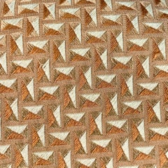ERMENEGILDO ZEGNA Beige Tan Geometric Jacquard Silk Tie