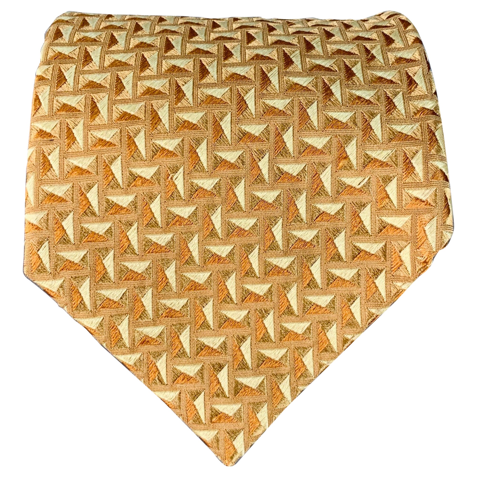 ERMENEGILDO ZEGNA Beige Tan Geometrische Jacquard Seidenkrawatte