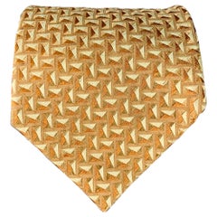ERMENEGILDO ZEGNA Beige Tan Geometrische Jacquard Seidenkrawatte