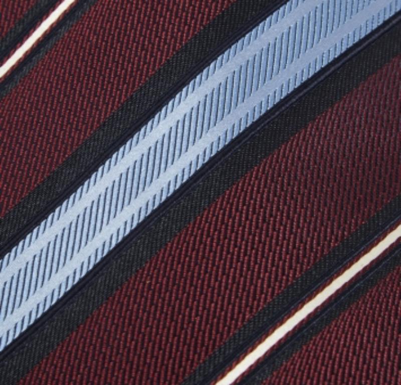 Noir Ermenegildo Zegna cravate en soie rayée bicolore en vente