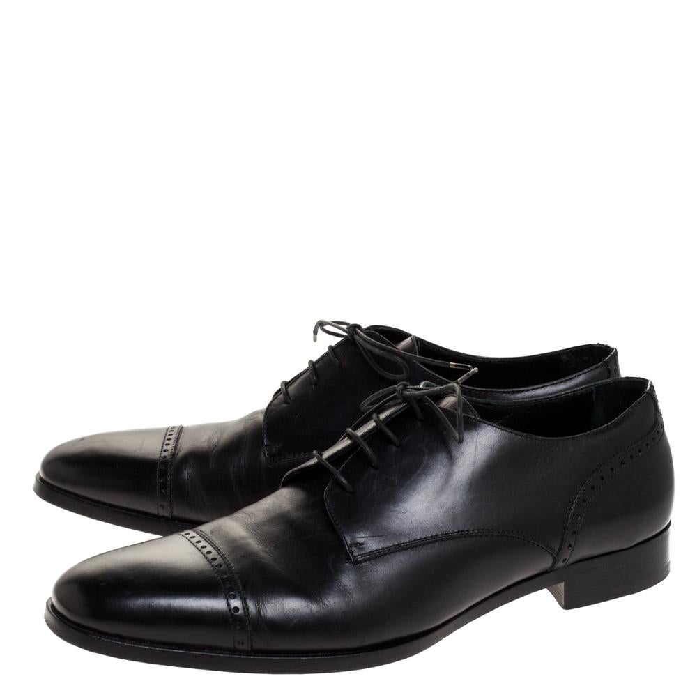 Ermenegildo Zegna Schwarz Brogue Leder Lace Up Oxford Größe 43.5 1