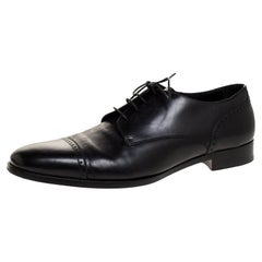 Ermenegildo Zegna Black Brogue Leather Lace Up Oxford Size 43.5