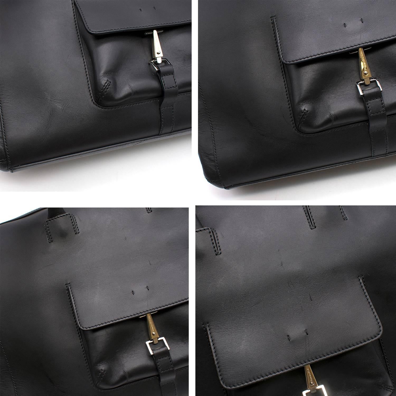 Men's Ermenegildo Zegna Black Calf Leather Large Bag For Sale