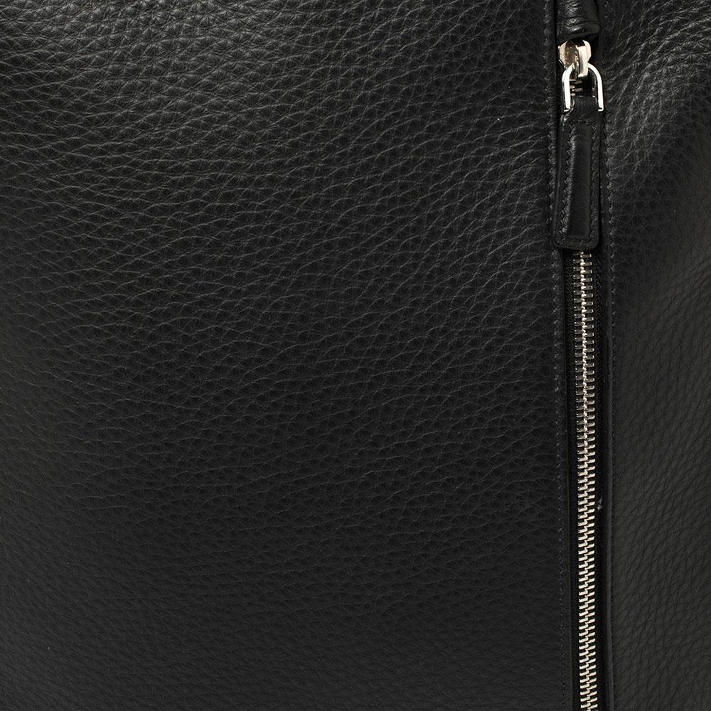 Ermenegildo Zegna Black Grained Leather Backpack 3