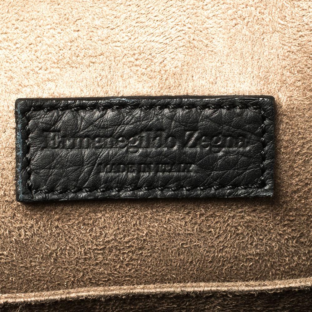 Ermenegildo Zegna Black Grained Leather Backpack 4