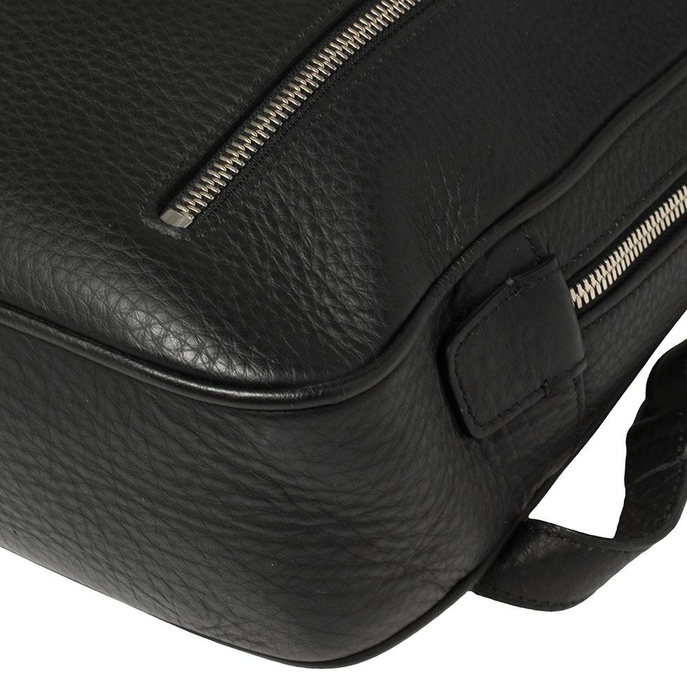 Ermenegildo Zegna Black Grained Leather Backpack 2