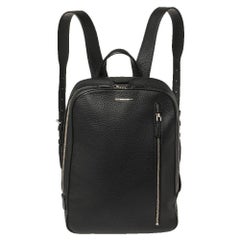 Used Ermenegildo Zegna Black Grained Leather Backpack