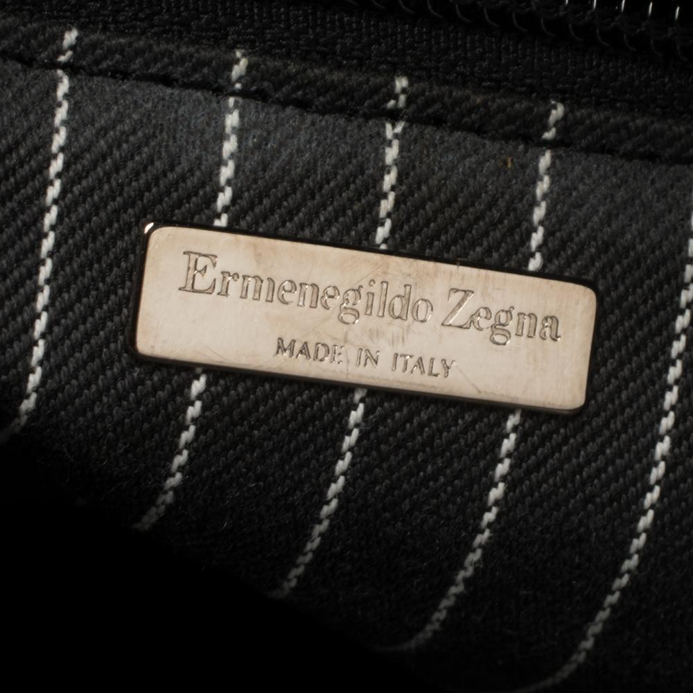 Ermenegildo Zegna Black Leather Front Zip Pocket Messenger Bag 3